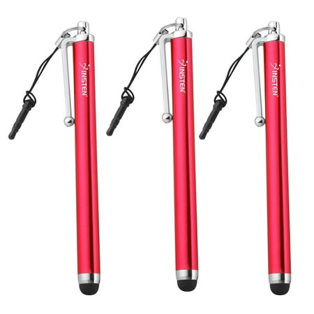 Insten 3x Red 3.5mm Plug Tablet Stylus Pen For Barnes & Noble Nook / Samsung Galaxy Tab 2 3 4 Pro / Amazon Kindle (Best Stylus For Nook Tablet)