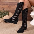 thumbnail image 4 of Women's Knee High Boots Back Zipper Cut-Out Chunky Heel Fall Fashion Tall Boots, 4 of 7