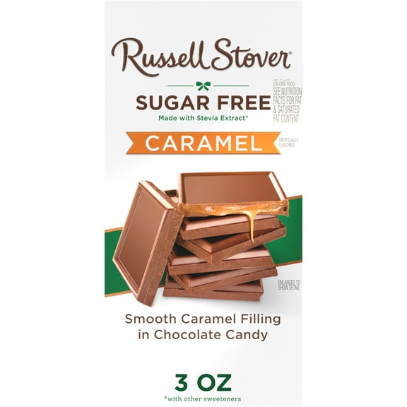 RUSSELL STOVER Sugar Free Caramel Chocolate Candy Bar, 3 oz.