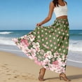 thumbnail image 6 of LWavelet Women's Floral Print Tiered Maxi Skirt, Elastic Waist with Pockets, Boho Summer & Beach Long Skirt Army Green M, 6 of 6