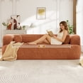 thumbnail image 4 of Muumblus 86“ Chenille Boneless Sofa, Modern Upholstered Living Room Couch, Cozy Curved 3-Seater Cloud Sofa, Orange, 4 of 9