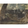 thumbnail image 2 of Thomas Sully 18x14 Gold Ornate Wood Frame and Double Matted Museum Art Print Titled - Rocky Landscape, Large Tree Trunk in Foreground, 2 of 4