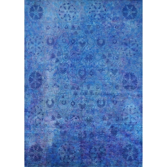 Ahgly Company Machine Washable Indoor Rectangle Industrial Modern Blue Orchid Blue Area Rugs, 2' x 3'