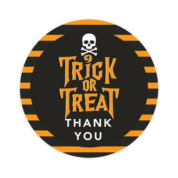 Koyal Wholesale Halloween Thank You Stickers 2 Inch Round 120 Bulk Pk Trick or Treat Skull Labelss