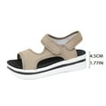 thumbnail image 4 of Xfvqtps Wedge Sandals for Women Flatform Mesh Hook and Loop Soft Sole Non Slip Breathable Summer Sandals Khaki, 4 of 9