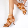 thumbnail image 6 of Viluyesy Womens Stiletto Heeled Sandals, Open Toe Ankle Strappy Back Zipper Fashion Dressy Pumps Shoes Orange US9.5, 6 of 9