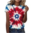 thumbnail image 2 of Xdegoge 4th Of July Tops for Women Patriotic Shirts American Flag Star Graphic Crewneck Short Sleeve Casual Loose Fit Lightweight Summer Independence Day Graphic Tees, 2 of 6
