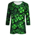 thumbnail image 5 of BLTIBY Womens St. Patrick's Day Sweatshirts 3/4 Sleeve Round Neck Lucky Shamrock Printed Irish Shirt Ireland Fashion Casual Pullover Top 2025 Green L, 5 of 5