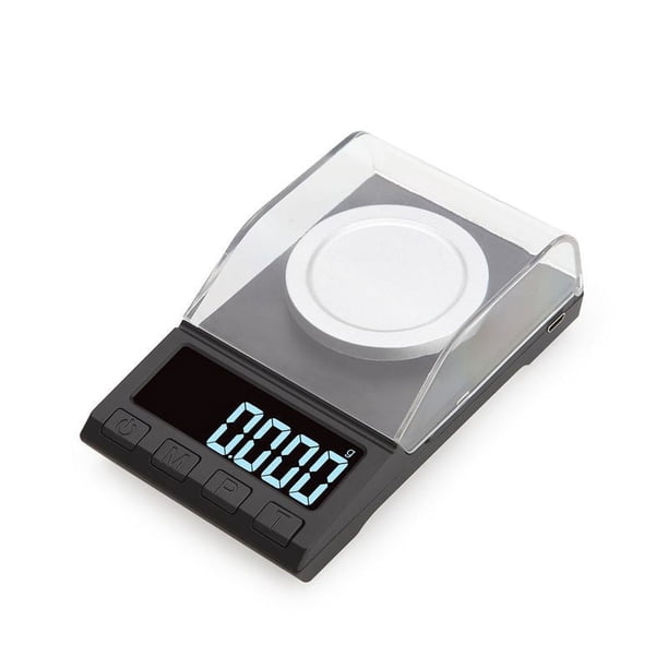 Báscula de recarga 50 x 0.001g Escala de gemas de alta precisión Suplemento Escala de polvo Miligramo Incluye peso de calibración de 20g,