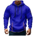 thumbnail image 6 of Gibobby Mens Zip Up Hoodie Coat Sweatshirt With Hooded Zipper Solid Color Coat Casual Sweatshirt(Blue,XL), 6 of 7