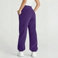thumbnail image 5 of Women's Fleece Lined Sweatpants Loose Joggers With Pockets Cross Elastic Waist, Purple, M, 5 of 5