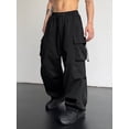 thumbnail image 4 of Pantalones cargo ZAFUL con bolsillo plano, paracaídas para hombre, talla M, color negro, 4 of 6