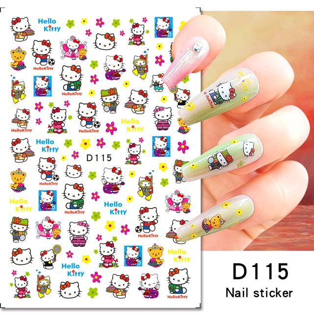 Lindo Hello Kitty 3D Nail Art Stickers Sanrio Anime Manicura Suministros Dibujos animados Kulomi My Melody Stickers Nail Art Decoración Dengxun unisex