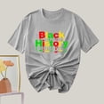 thumbnail image 1 of Lydiaunistar Women's Plus Size Spring Tops Casual Short Sleeve Round Neck Printed T-Shirt Lightweight Stretch Breathable for Spring Summer Gray, 1 of 3