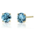 thumbnail image 2 of 14k Yellow Gold Plated Over Sterling Silver 1/2 Carat Round Created Blue Topaz Sapphire Stud Earrings, 2 of 2