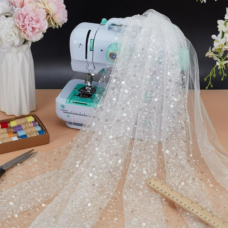 1 Yards Glitter Tulle Fabric with Sequin and Beads 51.18inch Wide Sequin  Beaded Tulle Fabric White Mesh Fabric Sewing Pearl Tulle Fabric for Wedding  Veils Dress Curtain Table Cloth White - Walmart.com