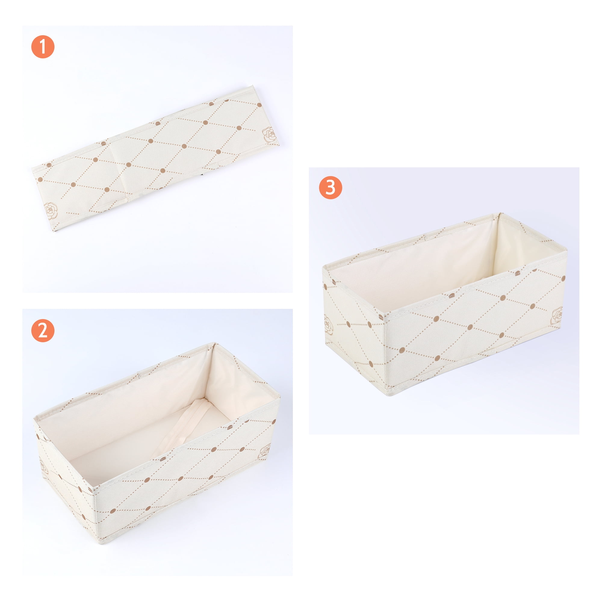 Unique Bargains 3 Pcs Collapsible Storage Cube for Closet Organizers Beige 11"x5.5"x4.7"