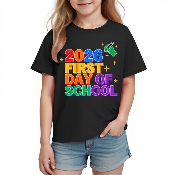 Camiseta de Manga Corta Linda para Niños Unisex Gráfica Tee de la Escuela de la Temporada, Camisetas de Manga Corta para Niñas