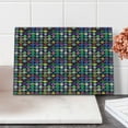 thumbnail image 2 of Geometric Cutting Board, Abstract Colorful and Tile of Concentric Oval Shapes on Dotted Background, Decorative Tempered Glass Cutting and Serving Board, Small Size, Multicolor, by Ambesonne, 2 of 5