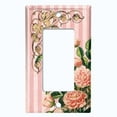 thumbnail image 5 of Metal Light Switch Plate Outlet Cover Elegant Pink Floral Striped Damask FLW076, 5 of 13
