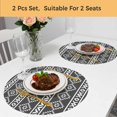 thumbnail image 5 of Black Boho Round 13 Inch Placemats Set of 2, Abstract Geometric Bohemia Ethnic Striped HeatResistant Non Slip Place Mats for Dining Table, Wipeable Braided Kitchen Table Mats for Housewarming, 5 of 9