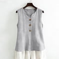 thumbnail image 7 of Qwertyu Cotton Linen Tank Tops for Women V Neck Button Down Shirts Lightweight Breathable Summer Casual Sleeveless Blouses 2026 Light Gray S, 7 of 7
