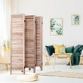 thumbnail image 3 of Wooden Room Divider Classic Venetian 6 Panel Wood Slat 67"H Light Brown, 3 of 8