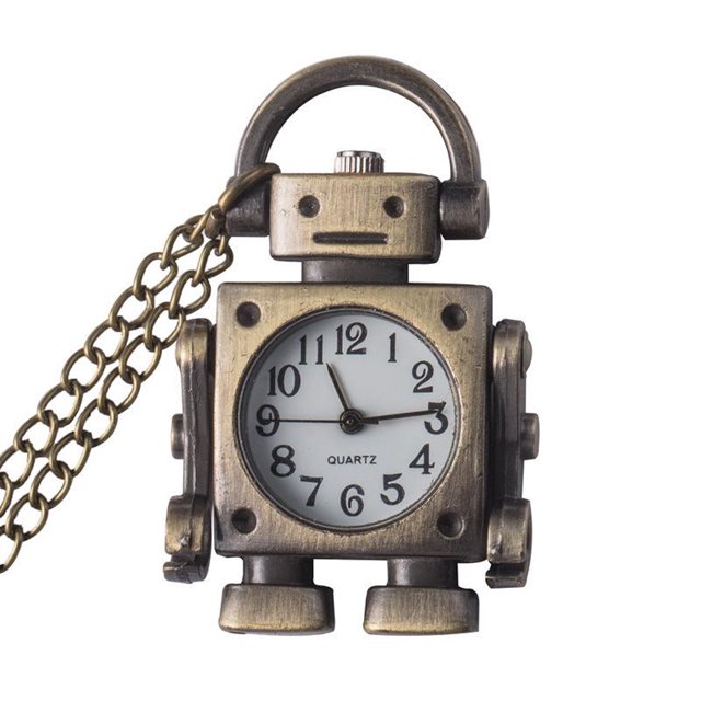 Guardurnaity Reloj colgante Vintage Robot forma encanto relojes accesorios de moda collar llavero llaves pequeño regalo presente Retro Accesorios de disfraces Guardurnaity AP014353-00