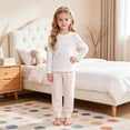 thumbnail image 2 of Gubotare Wide Leg Sweat Pants Girls Girls' Graphic Print Sweatpants Kids Athletic Joggers Pants Size 6-7 (Light Pink,6-7 Years), 2 of 5