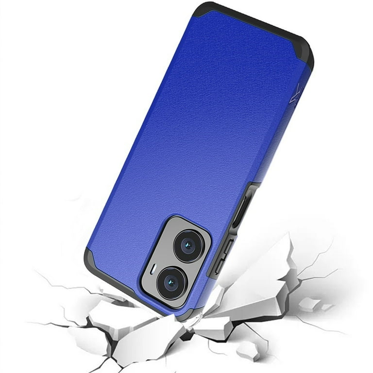 Phone Case for Cricket Magic 2 5G / AT&T Propel 2 5G, Dual Layer Shockproof Cover Case + Ring/ Tempered Glass (Blue)