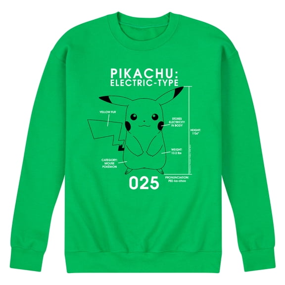 Pokémon - Pikachu Electric-Type - Men's Crew Neck Fleece Pullover