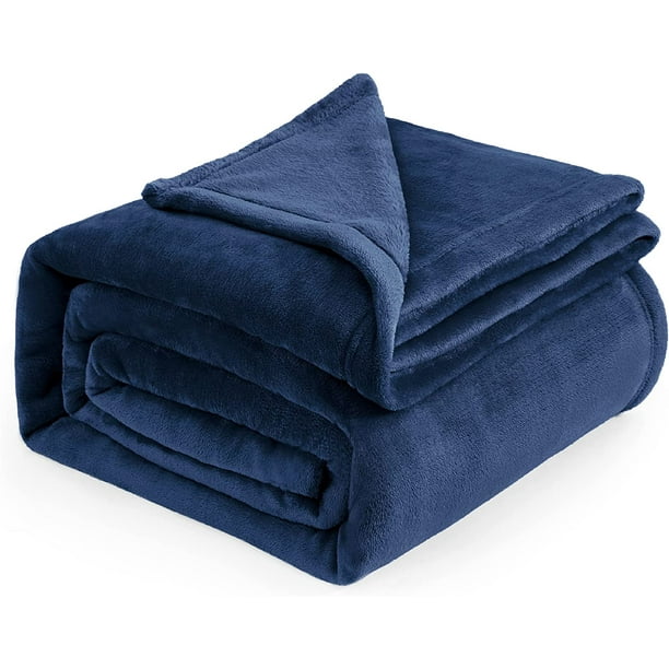 Bedsure Fleece Bed Blankets Queen Size Navy Soft Lightweight Cozy