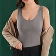 thumbnail image 4 of Women's Fleece-Lined Winter Warm Tank Top - Solid Color Seamless with Built-In Padded, All-in-One Innerwear & Base Layer Gray M, 4 of 5