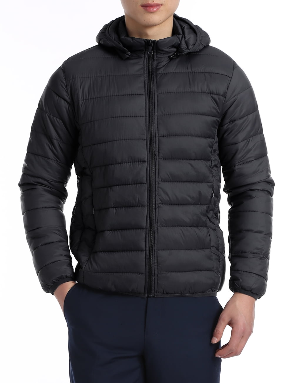light puffer jacket with hood