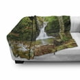 thumbnail image 3 of Waterfall Soft Flannel Fleece Throw Blanket, Waterfall in Spring Season Like Winter in Bulgaria with Trees and Bushes, Cozy Plush for Indoor and Outdoor Use, 50" x 70", Green and White, by Ambesonne, 3 of 6