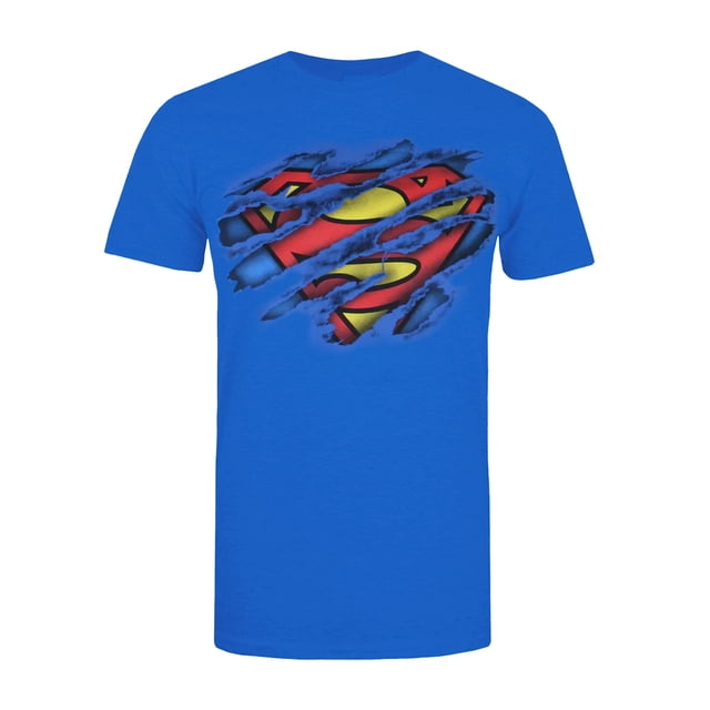 Superman - Camiseta Rasgado para Hombre (Azul Real)