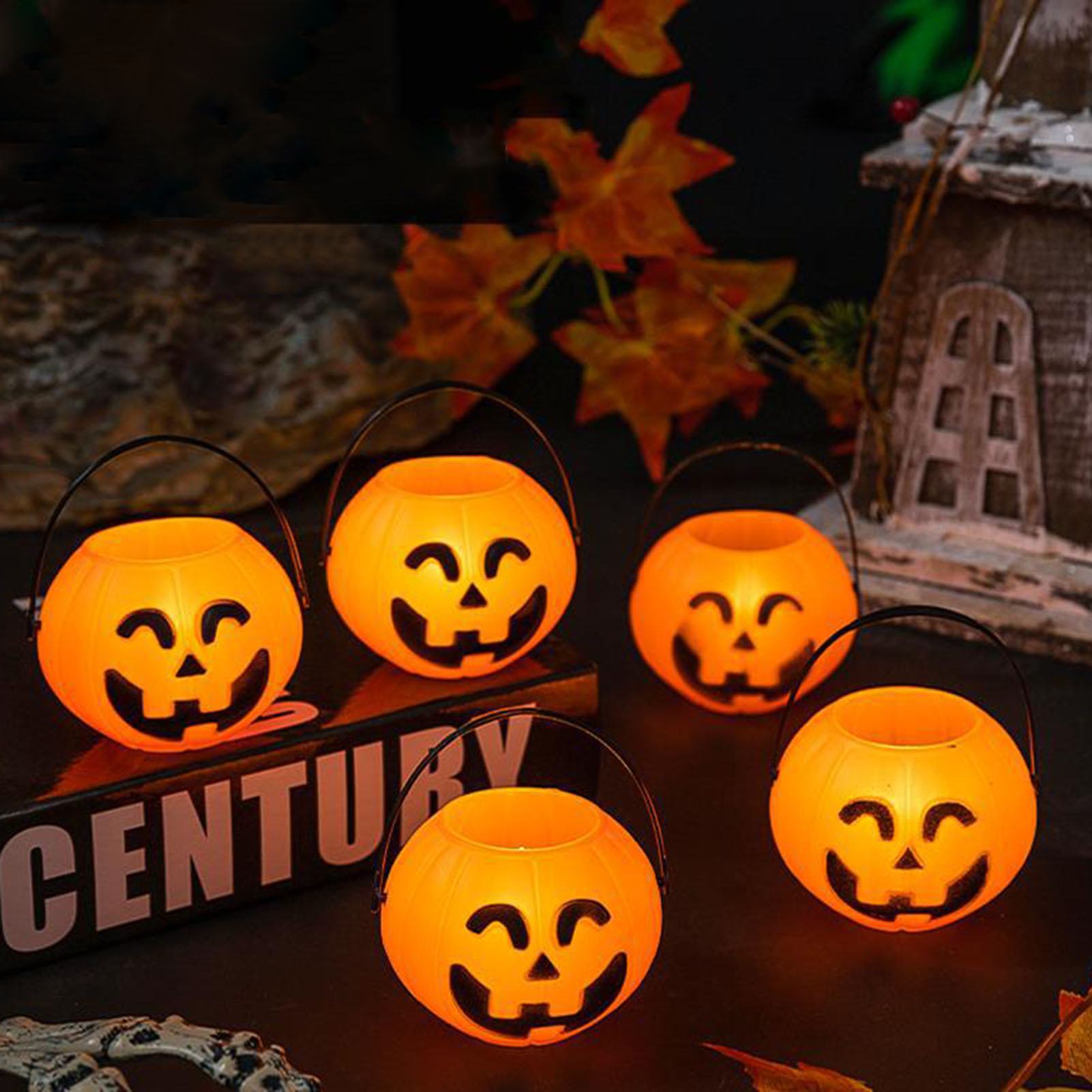 Seau à Bonbons Halloween En Forme De Citrouille - Grand Contenant Orange Pour Friandises, Déco Ou Rangement