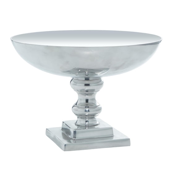 DecMode 15" Round Silver Aluminum Metal Decorative Bowl