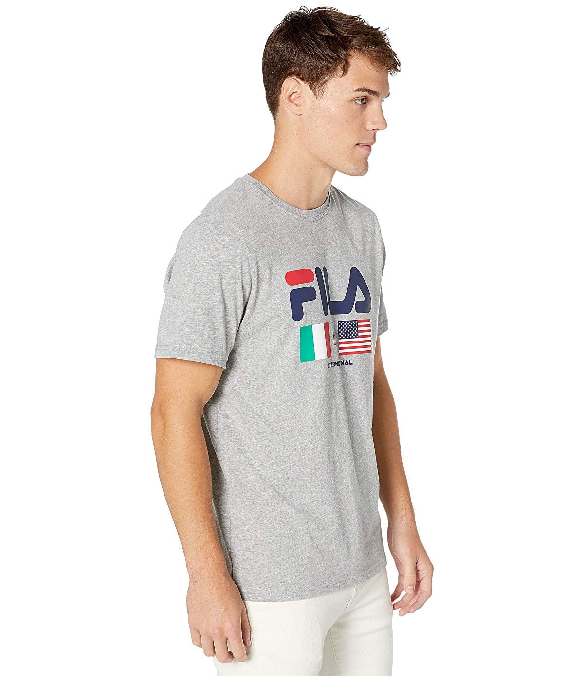 ■FILA■ MY T-shirt Overfit Graphic T-shirt FS252RS01X001191 Fila International Men's T-Shirt Grey-Blue-Red lm913786-073