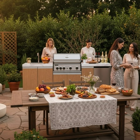 94 Inch Bespoke 5B Modular Outdoor Kitchen in Wood Pattern