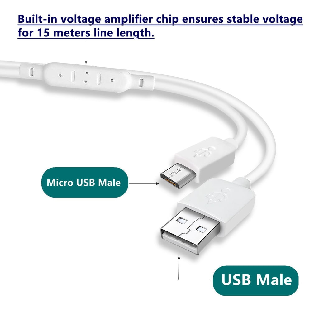 WINDLAND Super Long USB to Micro USB Charging Cable for Thermometer / Camera Long Durable Charger Wire 393.7in/590.55inch