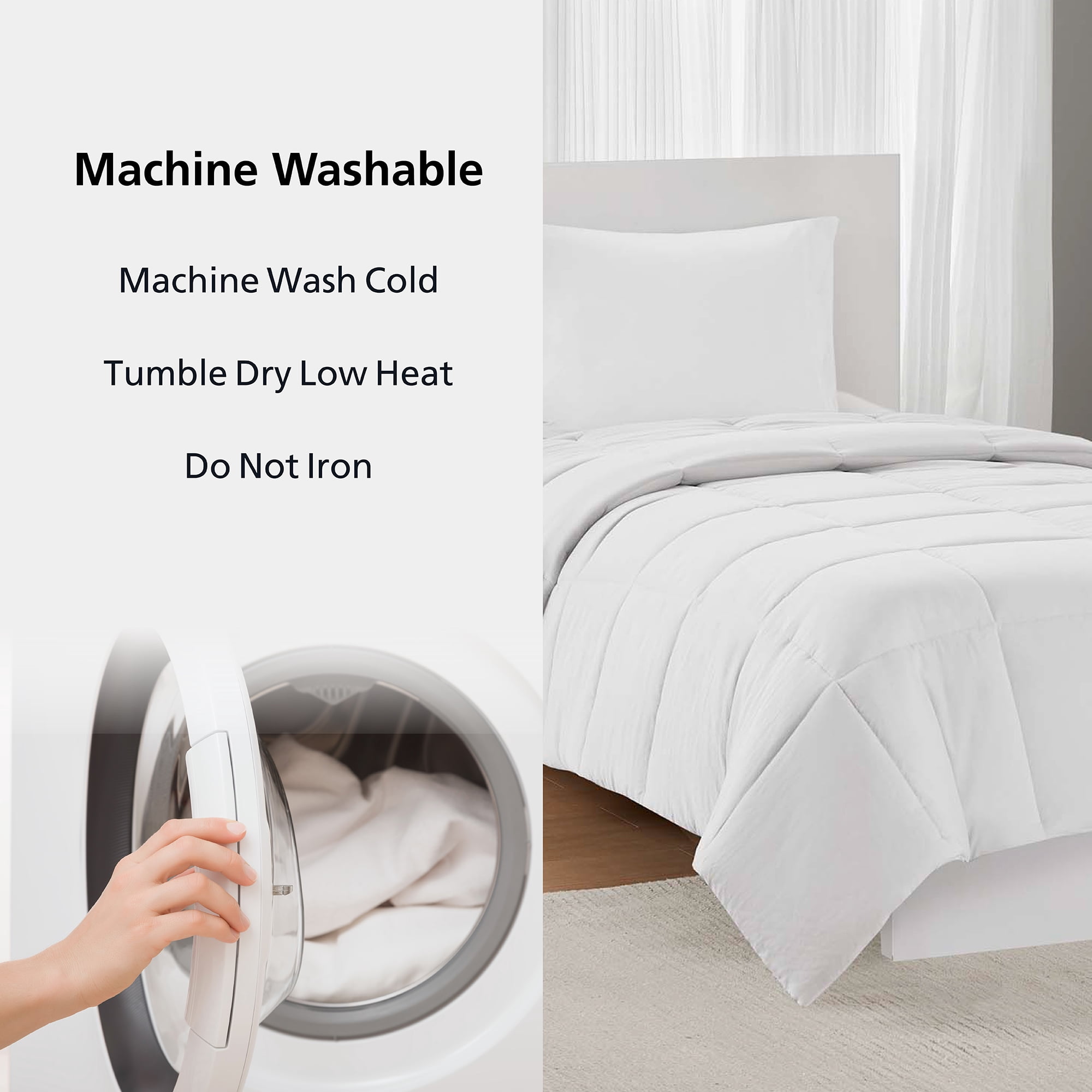 Mainstays Twin/Twin XL Comforter, Down Alternative, All-Season, White