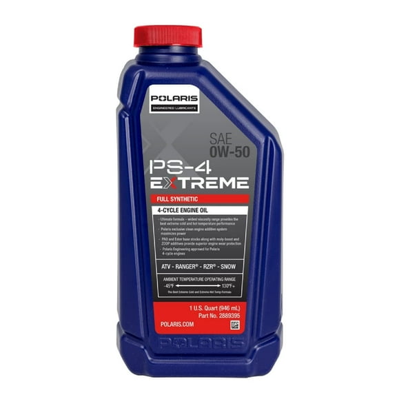 Polaris New OEM PS-4 Extreme Full Synthetic 0W-50 Engine Oil 1 Quart, 2889395
