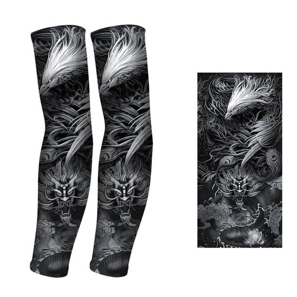Mangas De Tatuaje Temporal, Mangas De Brazo De Protección Solar, Manga De Brazo De Protección Solar Sin Costuras Para Ciclismo Al Aire Libre Y Correr 1 Par Guardurnaity OD014446-02