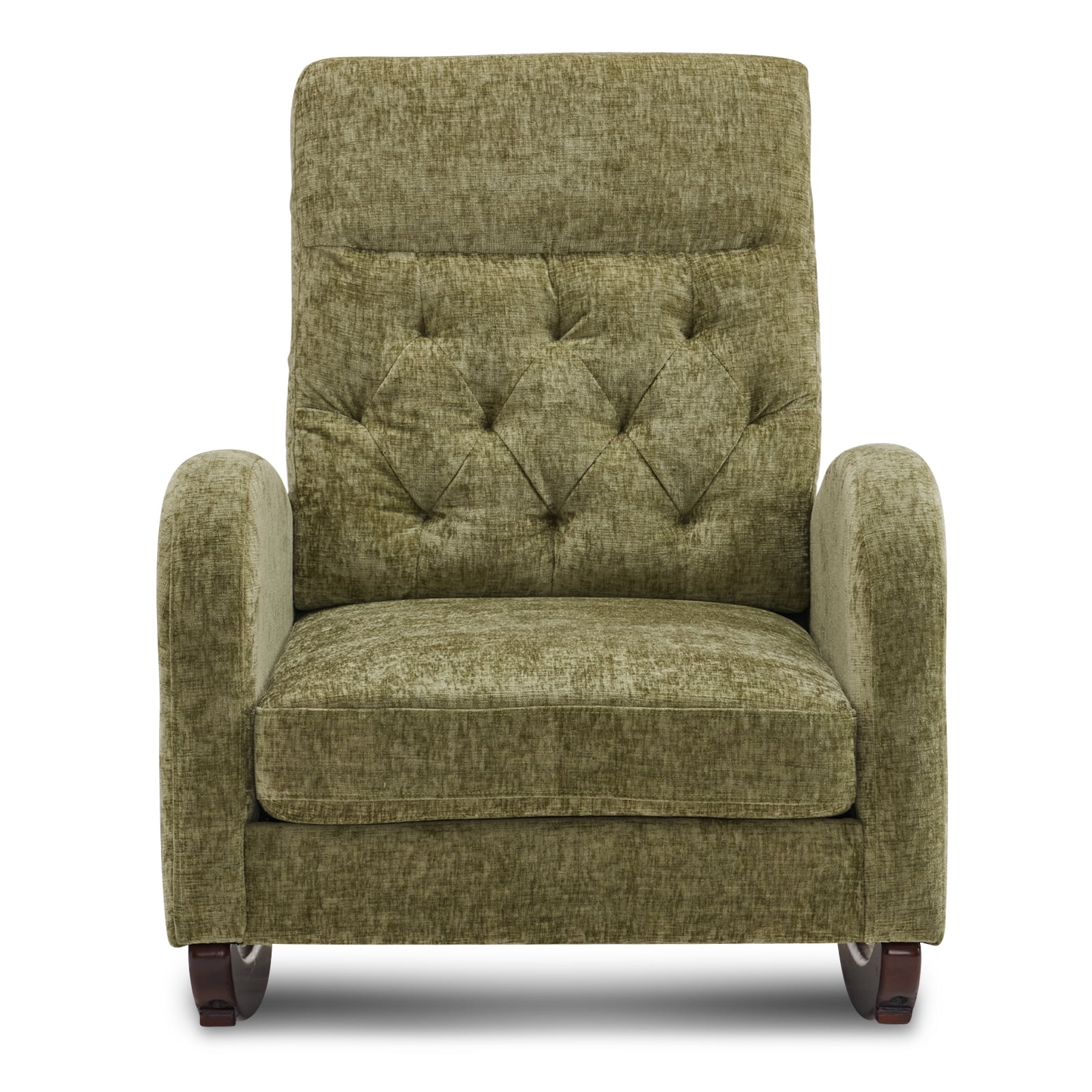 Ktaxon Rocking Accent Chair Glider Reading Chair Comfy Chenille Upholstered Single Sofa Rocker for Living Room, Nursery, Bedroom Olive Green