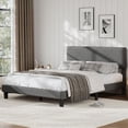 thumbnail image 3 of Queen Size Bed Frame with Upholstered Headboard, Queen Size Platform Bed Frame with Wooden Slat Support, Easy Assembly Platform Bed, No Box Spring Needed & Noise Free, Gray, 3 of 7