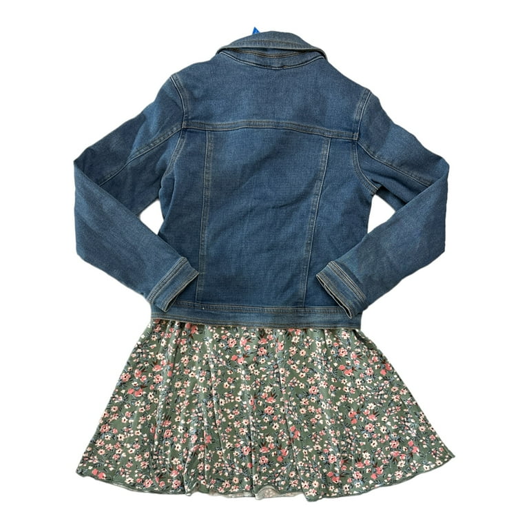 Zunie Girl Girl's Piece Denim Jacket With Fit Flare Short