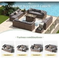 thumbnail image 5 of Aoxun 15 Piece Patio Furniture Set with 44” Fire Pit Table Wicker Rattan Outdoor Sectional Sofa Set with Coffee Table and 4” Thickened Cushions, Gray (Waterproof Cover Included), 5 of 8