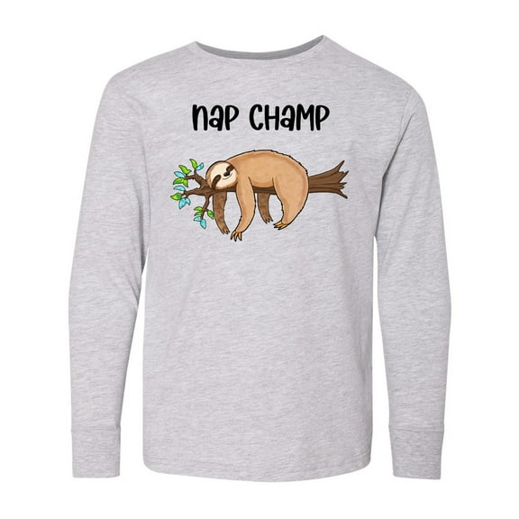 Inktastic Nap Champ Cute Sleeping Sloth Long Sleeve Youth T-Shirt