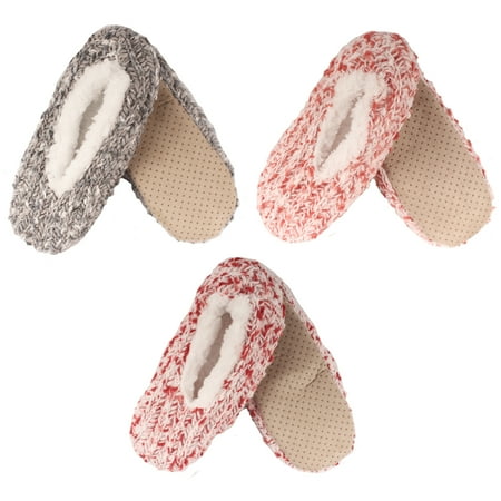 

Women s Fuzzy Warm Comfort Cozy Soft Fleece Lined Colorful Anti-Slip Grip Slippers - Assortment C - 3prs Size Small